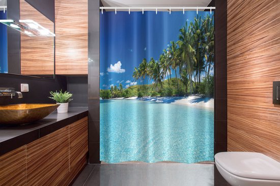 Berg douchegordijn anti-schimmel douchegordijn prairie jungle 3D waterdichte douchegordijnen 120 x 200 cm geschikt voor badkamer baden met 8 kunststof haken D422