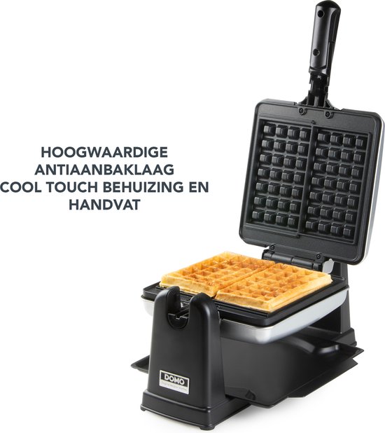 DOMO DO9272W Roterend Wafelijzer - 1400W - 2 klassieke Belgische Wafels (4x7) - Anti-aanbaklaag - 180° Rotatie — afbeelding 5