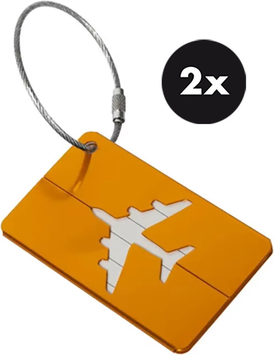 Actie4you® - Bagage label - Kofferlabel - Reizen met het Vliegtuig - Bagagelabels voor koffer – Aluminium – 2 Stuks - Goud