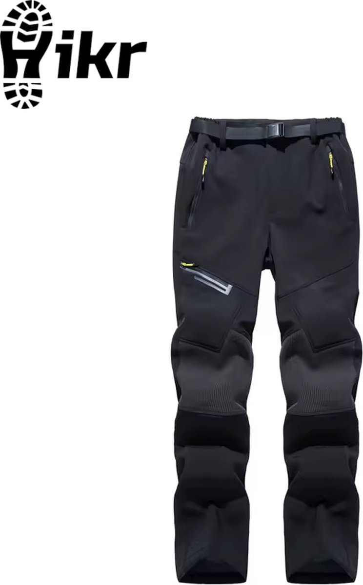 Hikr® Waterdichte broek heren SlimHS02 Wandelbroek Fleece broek Slimfit Warme regenbroek Winddicht Hiking outdoor broek Herfst winter lente Zwart