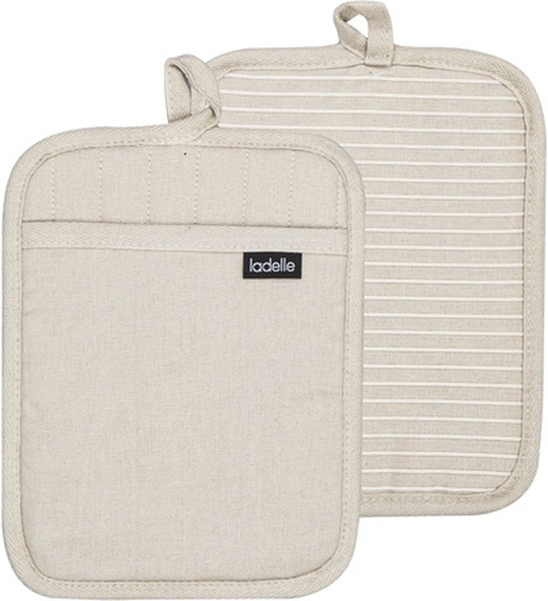 Pannenlappen, Set van 2, Katoen, Polyester, Siliconen, Grijs, 19 x 24.5 cm - Ladelle | Lennox