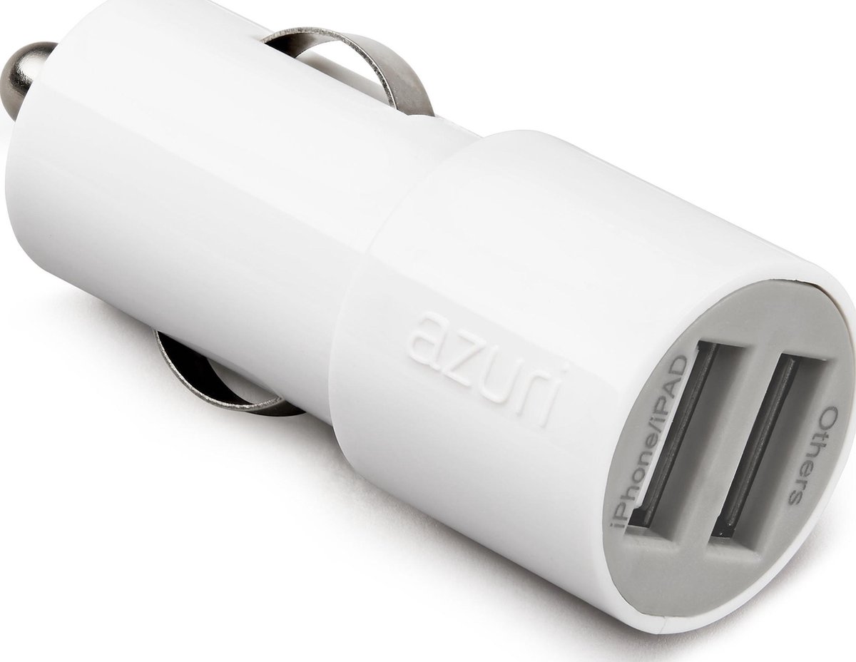 Azuri 12V USB head (excl USB kabel) met 2 USB poorten - 3,4Amp - wit