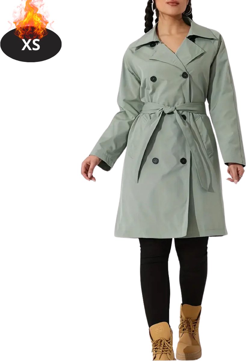 Nivard Mantel Dames Tussenmantel Jas Mantelpakje Trenchcoat Overjas Overcoat Winter Lichtgroen