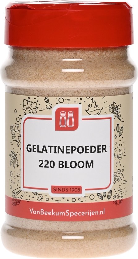 Poudre de gélatine 220 Bloom | Épandeur 200 grammes | Van Beekum Specerijen