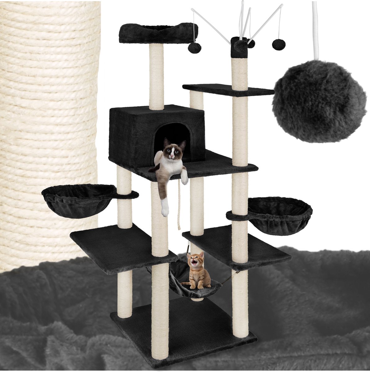 tectake - Krabpaal Lilou zwart 165 cm - 402933