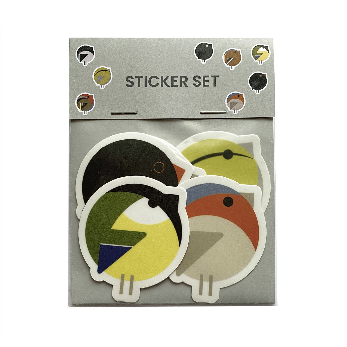 Sticker set Vogels - 8 stuks - Waterafstotend - Ekster, Groenling, Kauw, Koolmees, Merel, Putter, Roodborstje, Vink