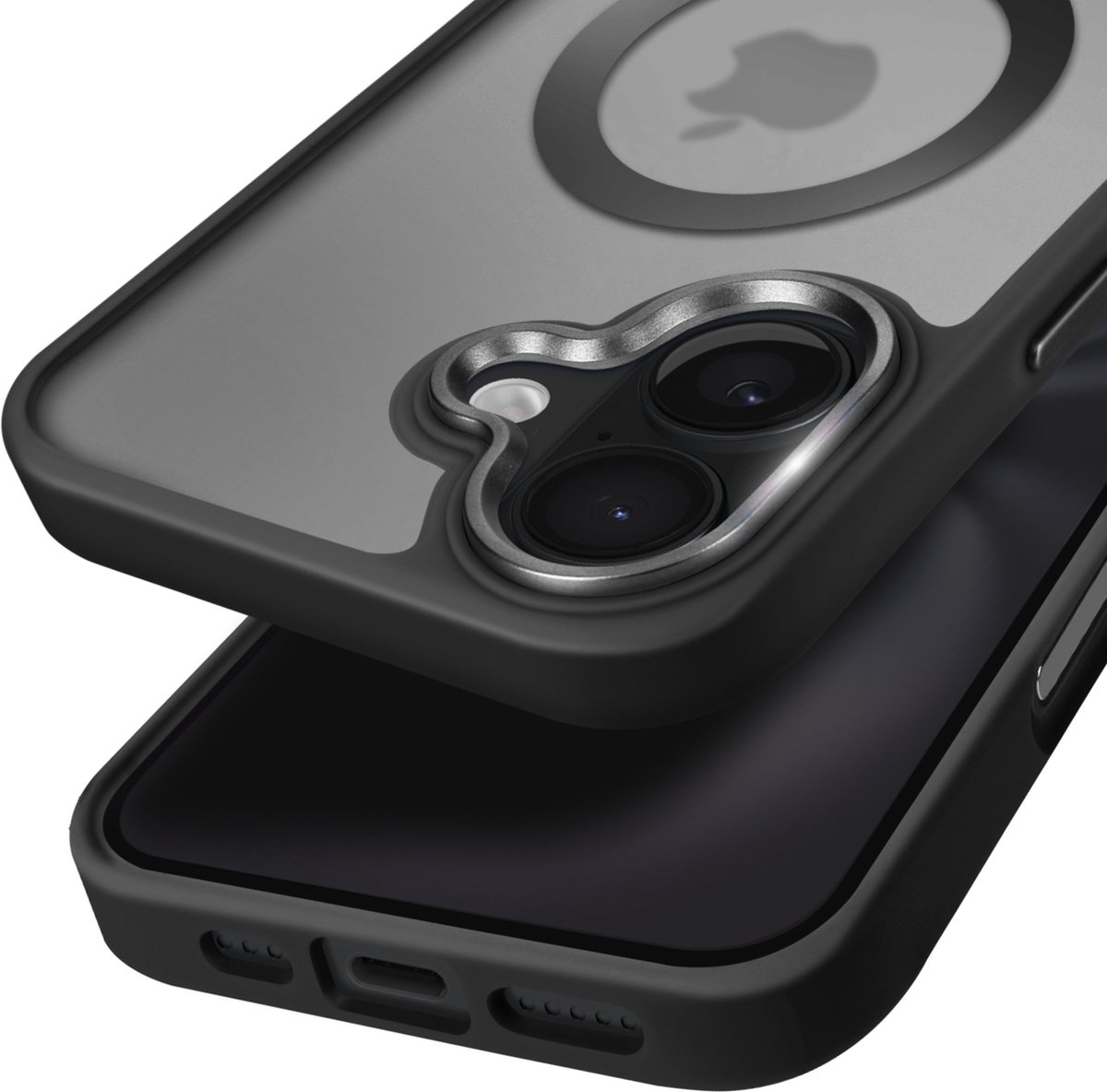 Avizar Hoesje MagSafe Geschikt voor Apple iPhone 16 matte achterkant mat, Zwart