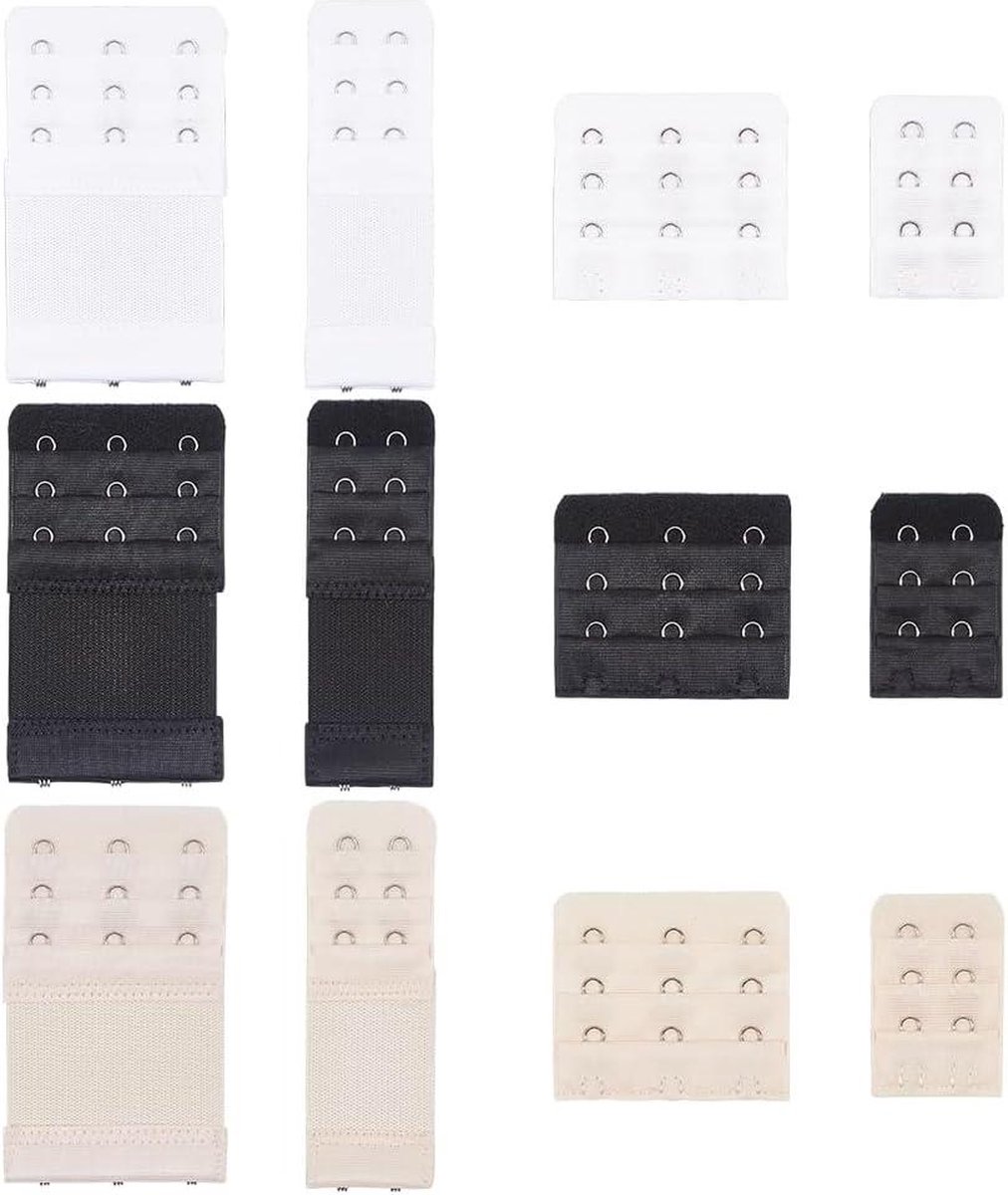 12 Stijlen BH Extenders - Comfortabele Stretchy Sluiting Extension Gesp - Vrouwen Dame Ondergoed - Terug BH Wit Zwart Beige .