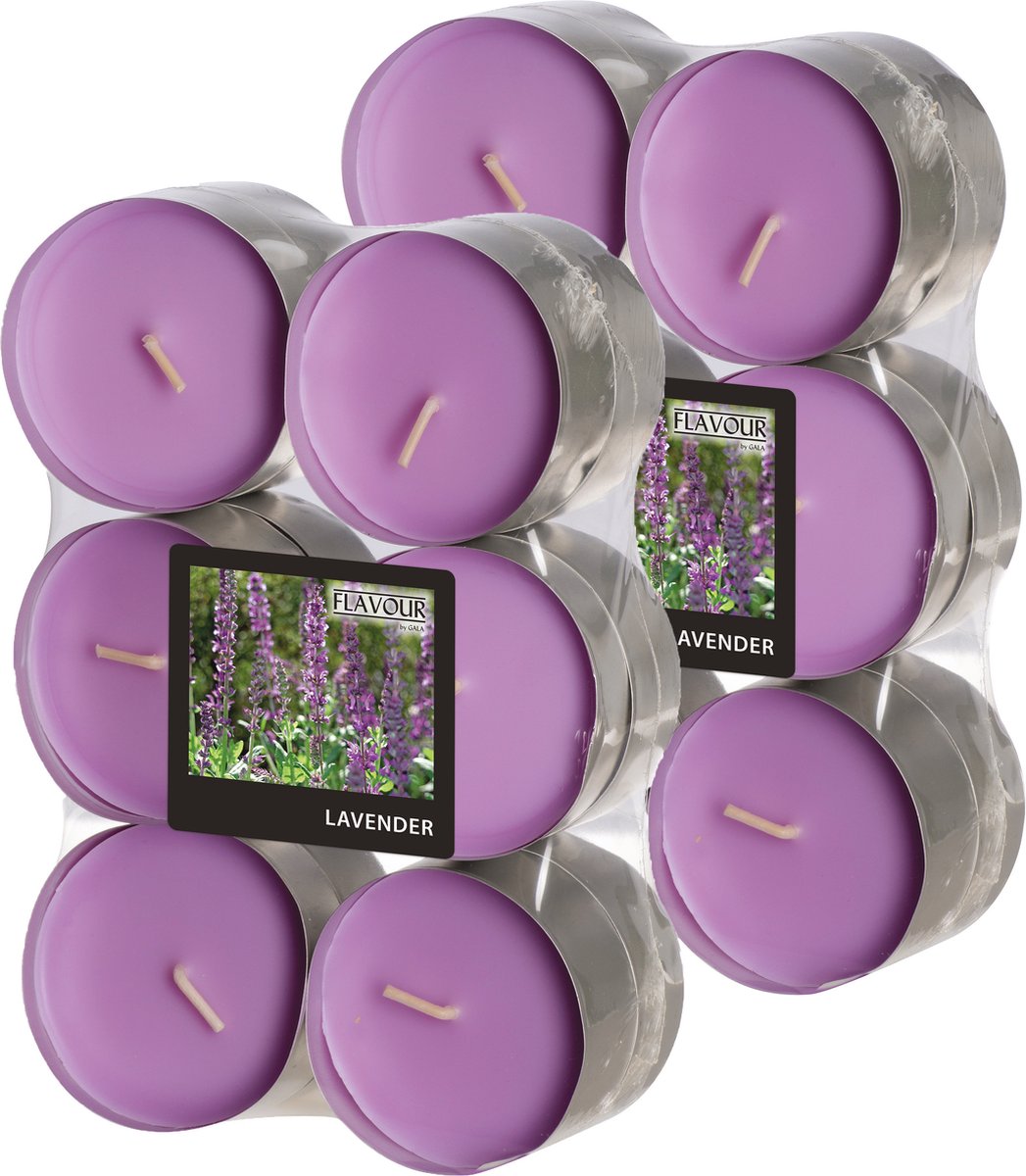 Conpax Candles Geur theelichtjes/waxinelichtjes - Maxi - 24x - Lavender aroma - 8 branduren Lavender paars