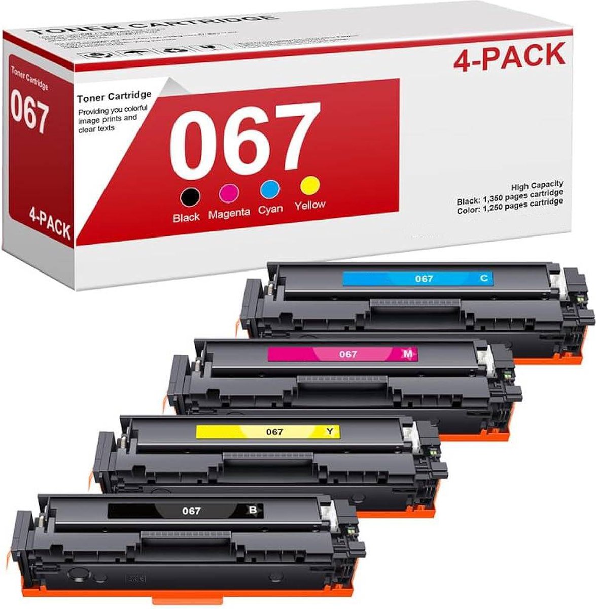 Image of 4-pack | Toners voor Canon 067 / 067H | XXL Capaciteit | Geschikt voor I-Sensys LBP 630C, 631CW, 633CDW, MF 650C, 651CW, 652CW, 655CDW, 655CW, 657CDW, 657CW, 658CW