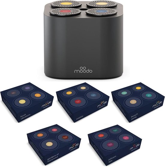 Moodo Smart Aroma Diffuser zwart met batterij incl. 5 geurfamilies (20  geurcapsules) | bol.com