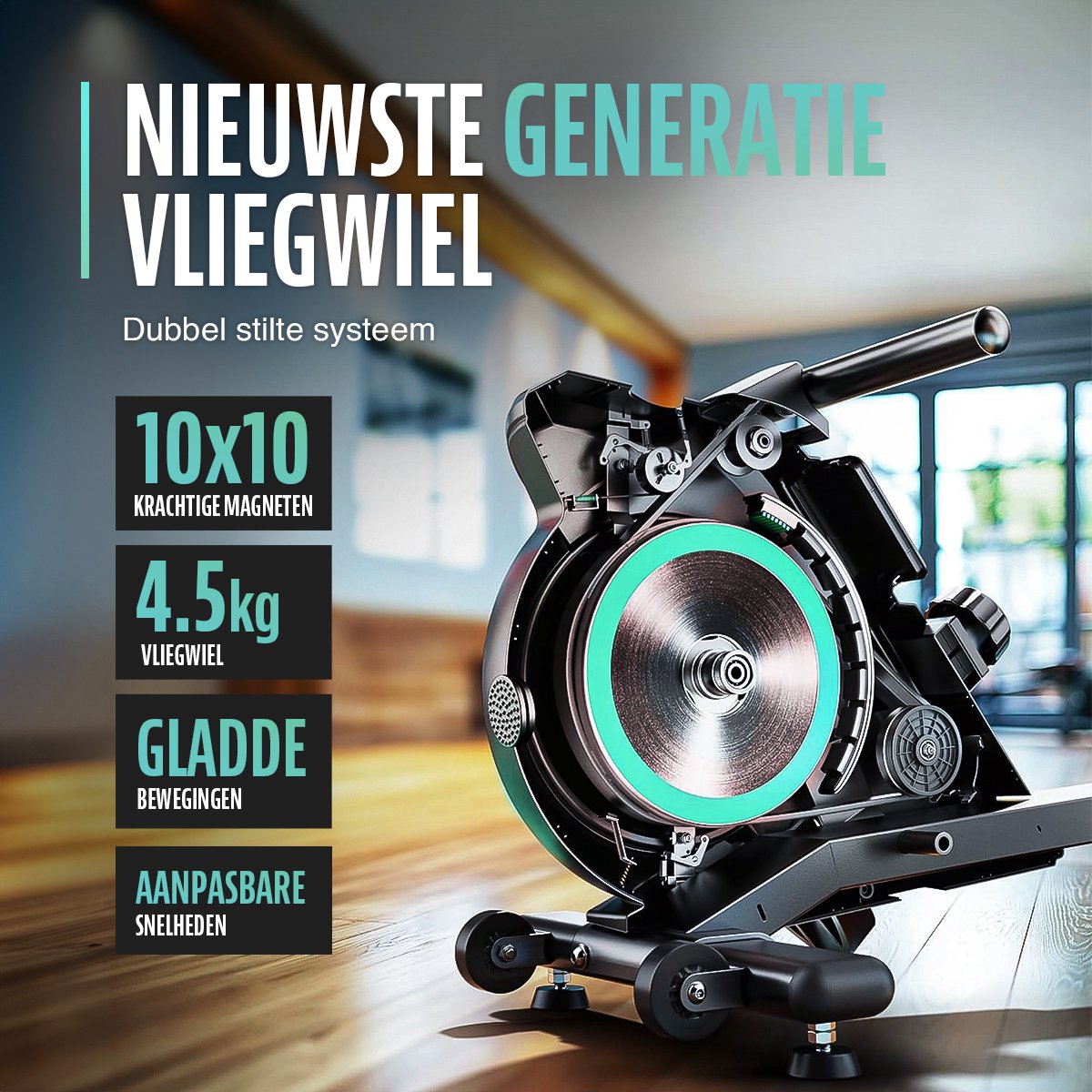 Activora Roeitrainer - Inclusief App - 16 weerstandsniveaus - afbeelding 3