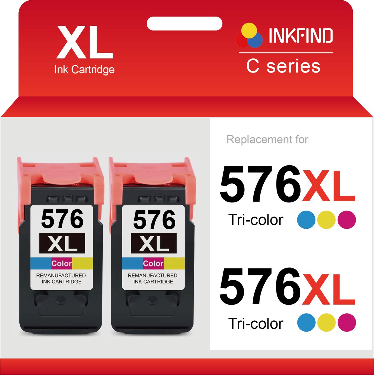 INKFIND 576XL Inktcartridge compatibel met Canon576 Canon 576 Canon CL-576 CL-576XL Hoge Capaciteit / 2-pack Kleur