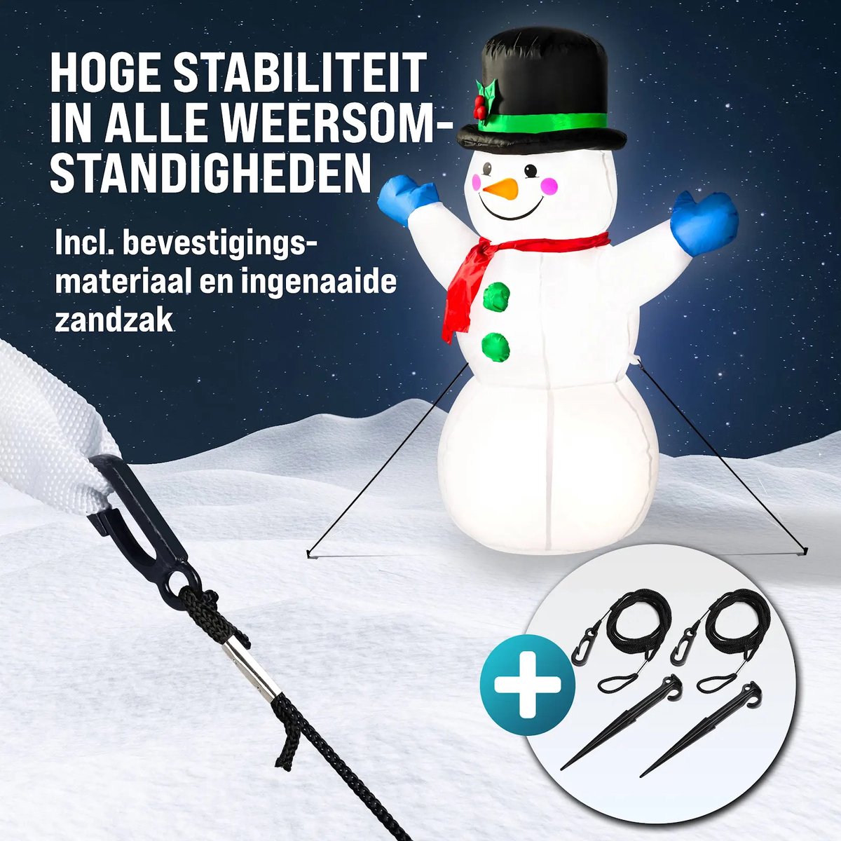 Opblaasbare kerstman 183 cm | Geschikt voor buiten | Rood | Luca