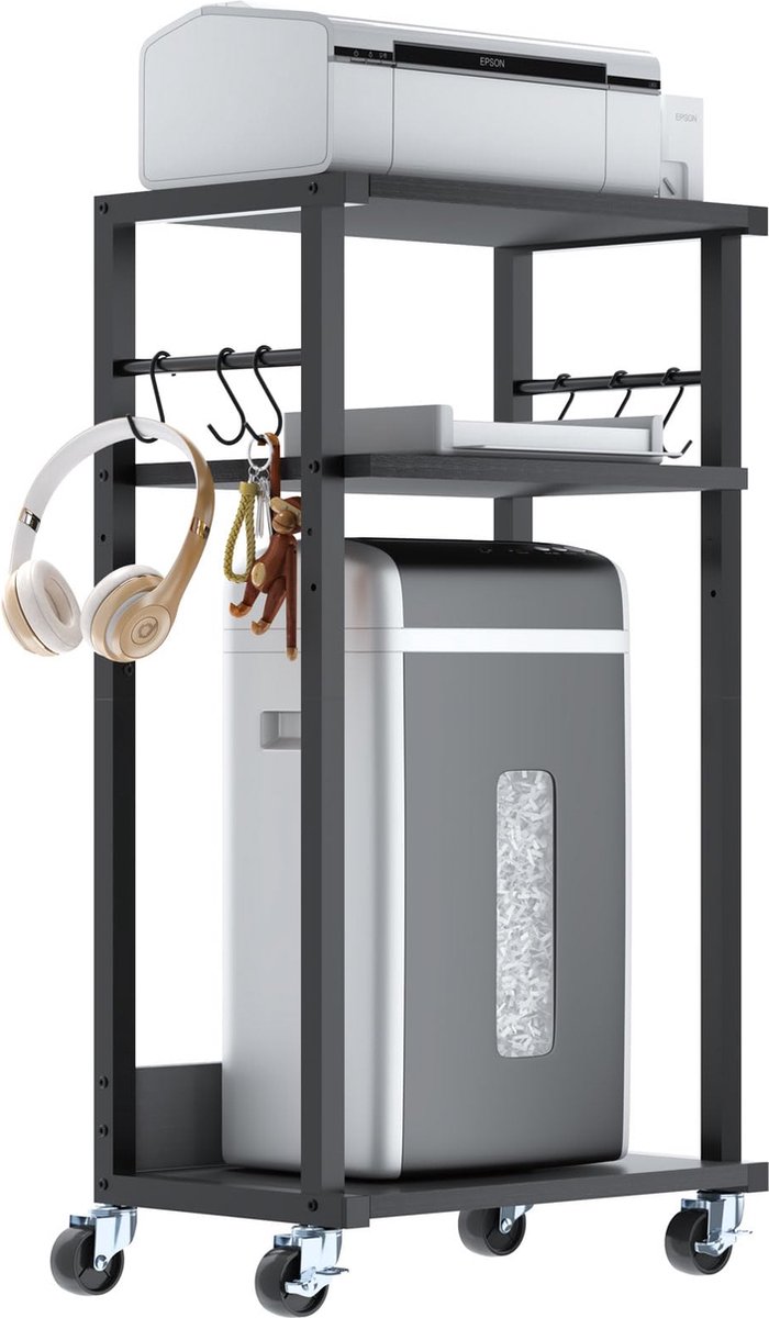 JGS ® Multifunctionele Verrijdbare Printertafel met Verstelbare Hoogte en Opslagruimte