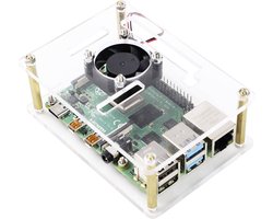 Renkforce RBP-PLC100 SBC-behuizing Geschikt voor serie: Raspberry Pi®, Banana Pi, Rock Pi Incl. actieve koeler Transpar