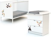 WEBABY Babykamerbed en luiertafel Panda in hout Wit ALBA
