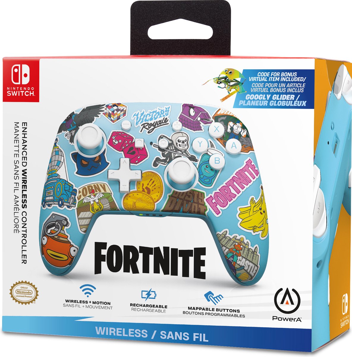 PowerA Draadloze Controller - Nintendo Switch - Fortnite Sticker Mania – foto 4