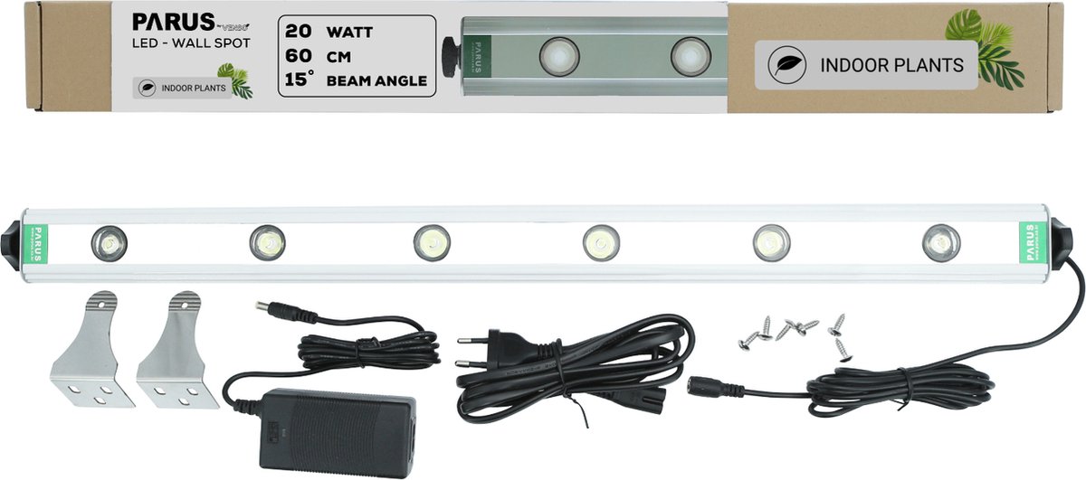 Parus by Venso Wall Spot 60cm, stralingshoek 15°, LED groeilamp, groeilicht voor kamerplanten en groene planten, gevel- en muurvergroening