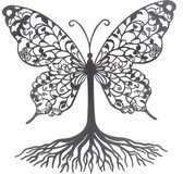 Levensboom vlinder | lasergesneden wandornament van kwaliteitsmetaal | 50×50 | tree of life