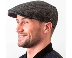 Hatman of Ireland The Dubliner 100% Donegal Tweed Charcoal Visgraat Maat M (57/58cm)