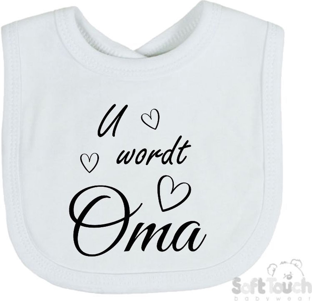 Goedkoopste Soft Touch Slabber Slabbetje Slab U wordt Oma Unisex Katoen Wit/zwart Maat 33x22 Cm