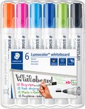 Set de 6 marqueurs pour tableau blanc Staedtler Lumocolor orange, rose, bleu clair, bleu, vert et noir.