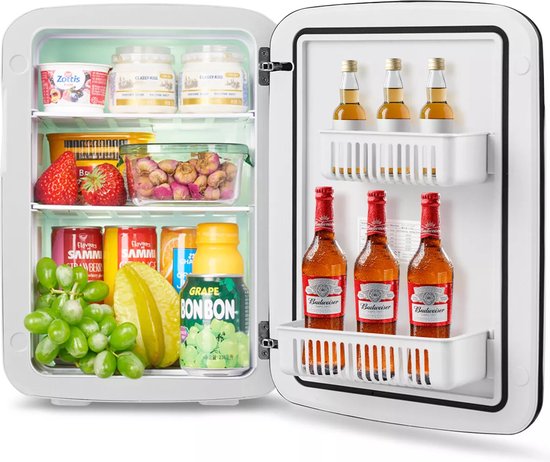 Luxe Mini Koelkast - 15 Liter - Koelen & Verwarmen - Zwarte Glazen Deur - Mat Zwart - Mini Fridge - (Skincare, Medicijnen, Eten, Drinken) Modern auto kantoren kamers camping tuin van GranMaison — afbeelding 2