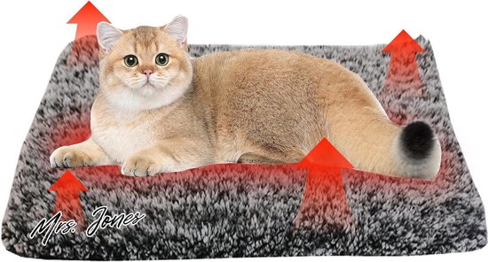 Mrs. Jones Zelfverwarmende Deken voor Katten en Honden - Warmtemat Elektrische Deken Kattenbed 40 x 50 cm Zelfverwarmende Verwarmingsmat Thermische Deken Wasbare Thermische Deken Grijs .