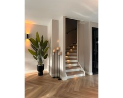 Vloerkandelaren set van 3 stuks zwart incl. beige LED Candles-kaarsenhouder-stompkaarskandelaar-kaarsenstandaard-120,110 en 100 cm hoog-Branded By-Moederdag-Cadeau