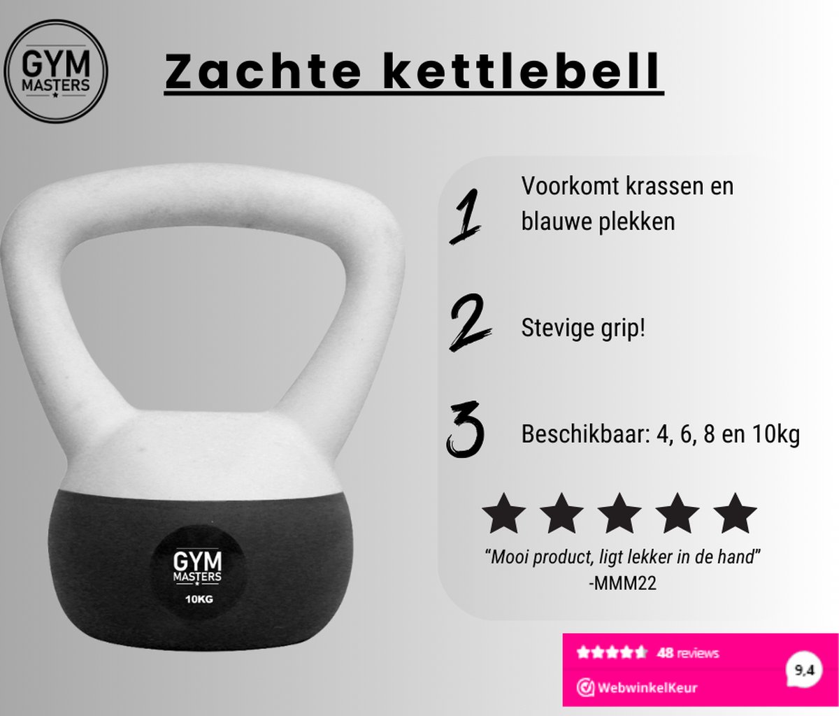 Gym Masters - Zachte kettlebell 4 kg - zacht - Premium - kettle - kettlebell - weights - kettlebell set - gewichten 4 kg - kettlebells set - fitness gewichten kettlebell – foto 5