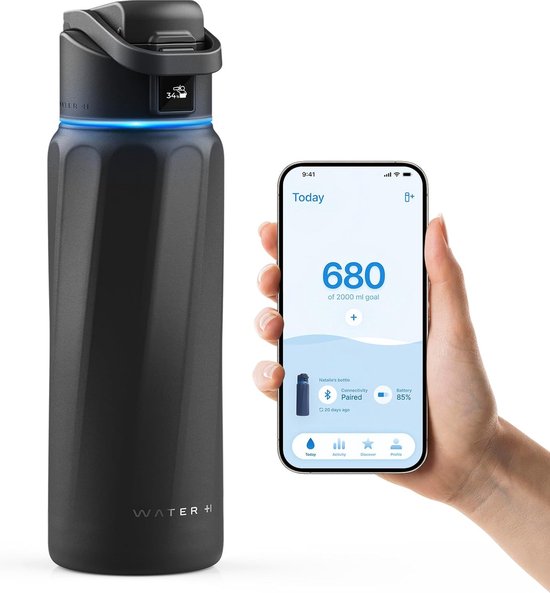WaterH BOOST – slimme waterfles – 946ml – zwart