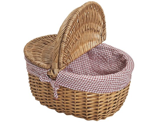 UNUS Picknickmand voor kinderen, ovaal, van wilgentenen met stoffen