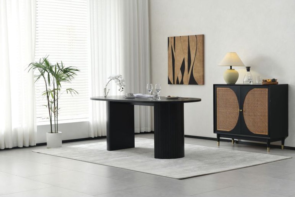 Mobistoxx eettafel LUNARA - 180cm - zwarte eik - ovaal