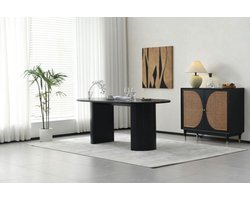 Mobistoxx eettafel LUNARA - 180cm - zwarte eik - ovaal