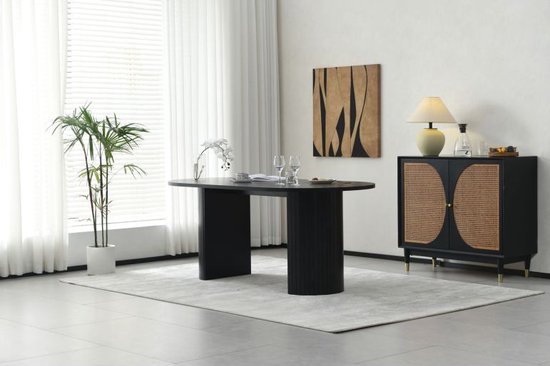 Mobistoxx eettafel LUNARA - 180cm - zwarte eik - ovaal