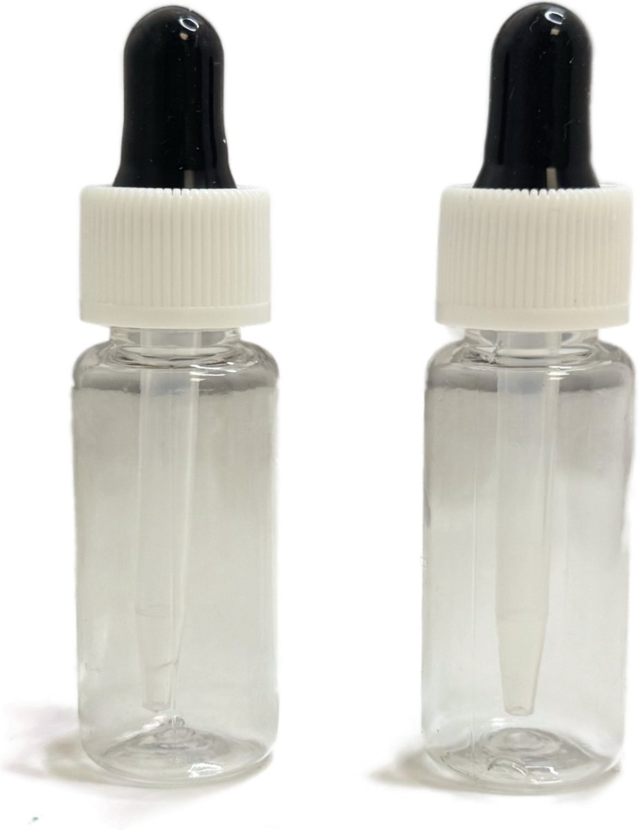 Kunststof Pipetflesje voor Vloeistoffen met Druppelaar - 20 ml - set van 2 - 3BMT®