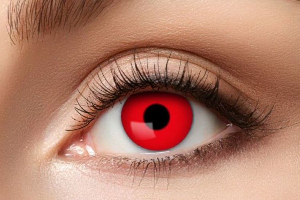 PartyXclusive kleurlenzen - Red Devil rode lenzen - 3 maand lenzen - rood. Carnaval / Feest / Halloween / Koningsdag / Festival