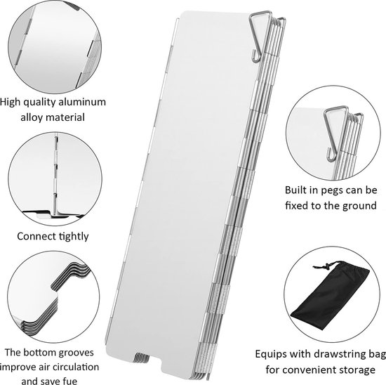 Camp Stove Windscreen - Wind Screen For Camping Stove - Vouwbaar Ontwerp - Hittebestendig Materiaal - 10 Platen Staal - 1 Stuk - Voor Backpacking En Picknick van Camp — afbeelding 2