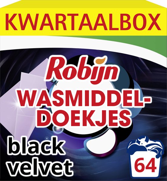 Robijn Classics Wasmiddeldoekjes - Black Velvet - 4 x 16 wasstrips - Voordeelverpakking