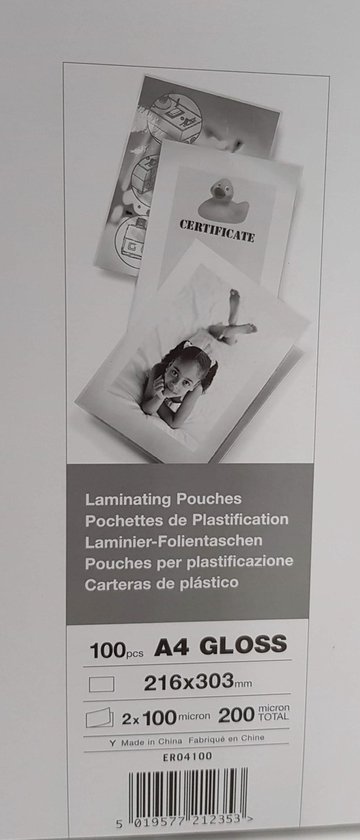 Lamineer plastificeer hoes A4 glans 2 x 100 micron totaal) 100 stuks. | bol.com