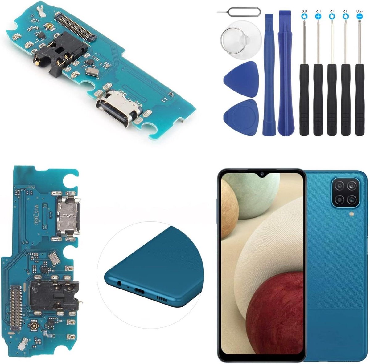 Oplaadaansluiting compatibel met Samsung Galaxy A12 - Flexibele kabel laadpoort vervanging - USB dock connector - A125F .
