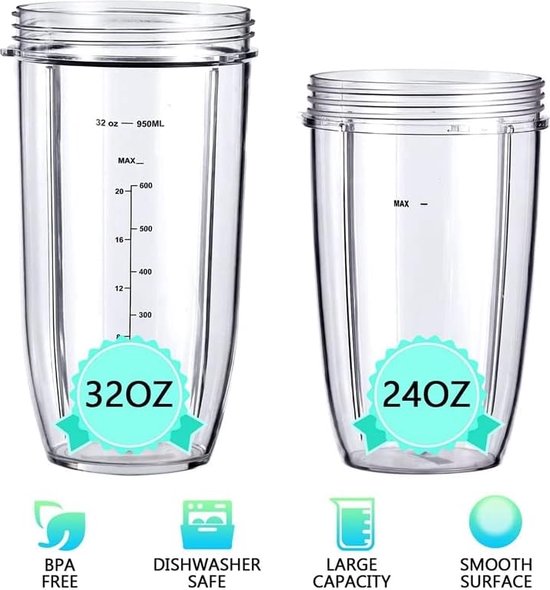 Geschikt voor Nutribullet blenderbeker en mesvervangingsset - 2 rubberen pakkingen - Flip Top To-Go-Dekse - Hersluitbare Bekerdeksels - Met Rubberen Pakking - 2-pack vervangende blenderbekers - Blenderaccessoire - Vervangende Blenderbekers van Merkloos — afbeelding 4