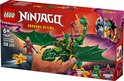 LEGO Ninjago Lloyd's groene bosdraak speelgoeddoos met groene draak met gouden details, groene ninjapopper, rode ninjapopper en gouden draak.