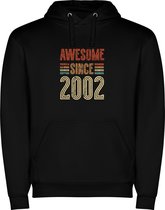 Sweat à capuche unisexe noir avec imprimé « Colorful Awesome Since 2002 – Style Vintage – Âge – Anniversaire » en couleur de la marque Roly taille 3XL