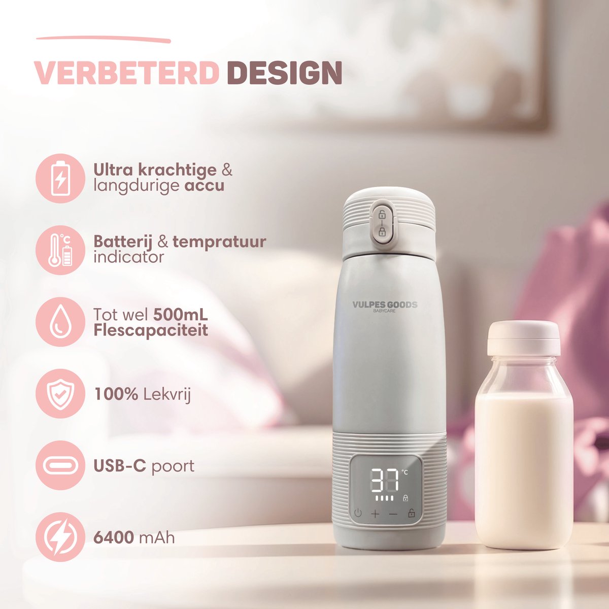 Vulpes Goods BabyCare - Thermosfles Flessenwarmer Onderweg - PRO V2 thumbnail 2