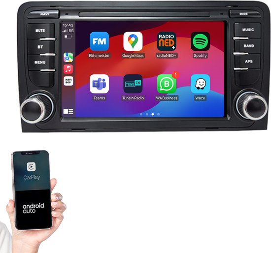 7 inch Android Autoradio | Android 14.0 | Apple CarPlay & Android Auto | Bluetooth 5.4 | Geschikt voor Audi A3 2002-2013