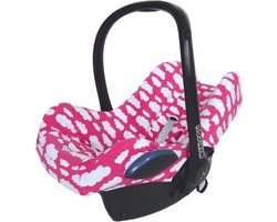 Maxi Cosi hoes – wasbaar katoen – past op CabrioFix, Pebble, Citi – groep 0+ autostoel – geschikt voor 3-puntsgordel – Wallabiezzz Wolk Roze