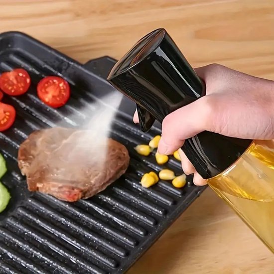 Narimano® Oliesproeier, glas, spuitfles, 300 ml, olieverstuiver, oliesprayfles, olijfolie, spray, salade, oliedispenser voor keuken, koken, BBQ, bakken, grillen, pasta, salade — afbeelding 2