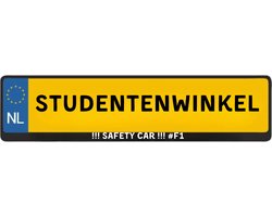 Kentekenplaathouder – "!!! SAFETY CAR !!! #F1" – Nederlands Kenteken – Met Tekst - Blauw / Geel - 520x110mm